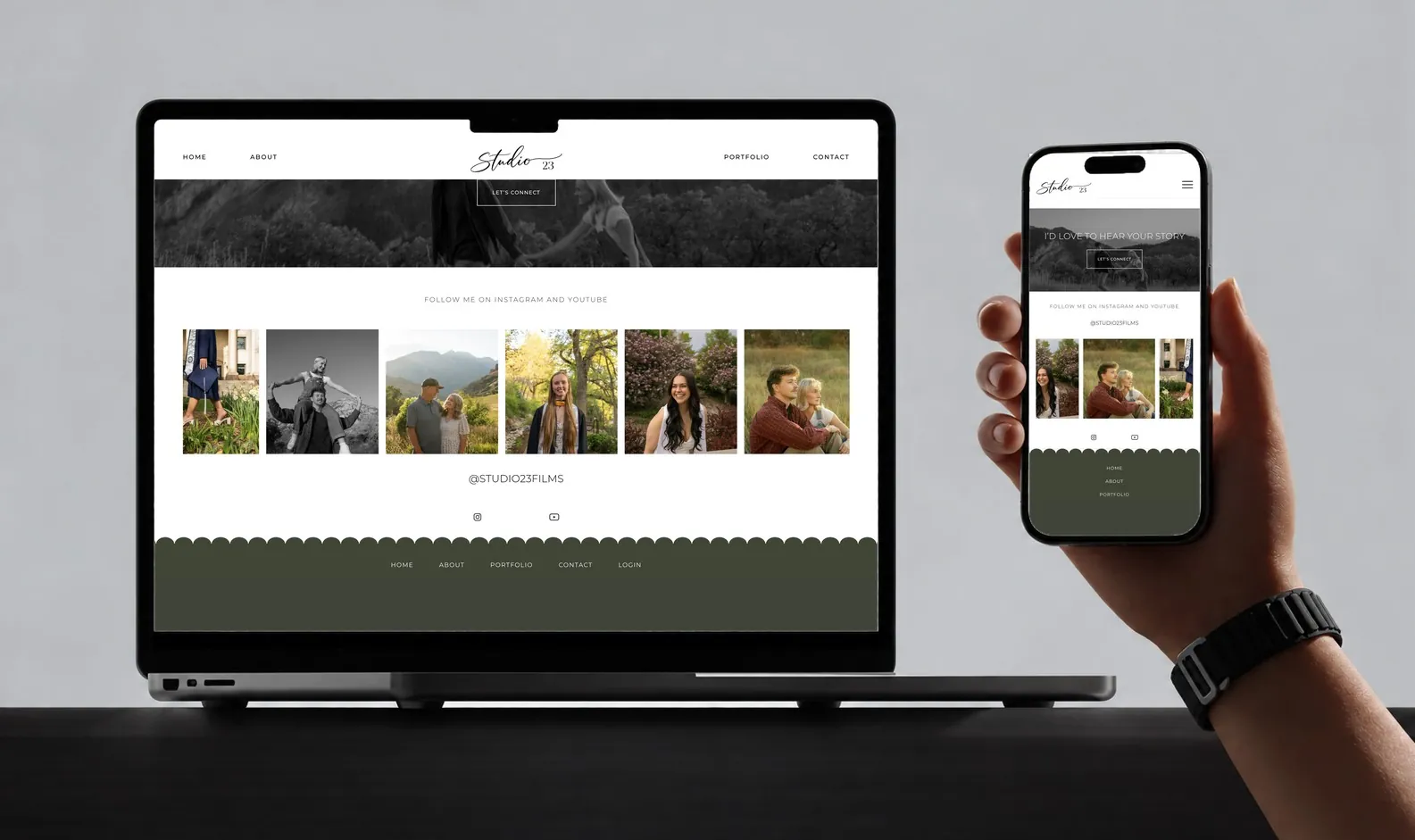 Finished site live on a laptop and phone