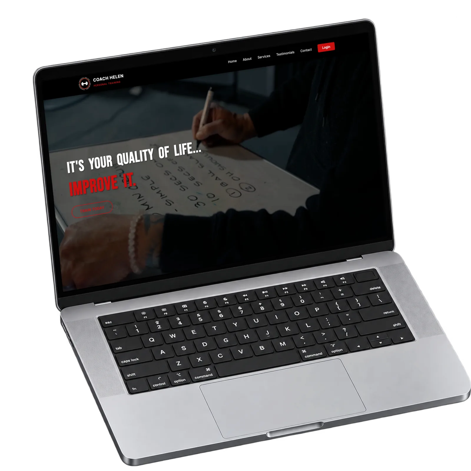 Coach Helen training site on a laptop
